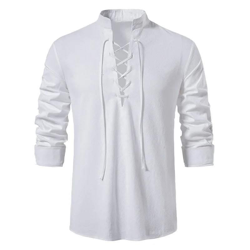 Chemise Henley en coton et lin