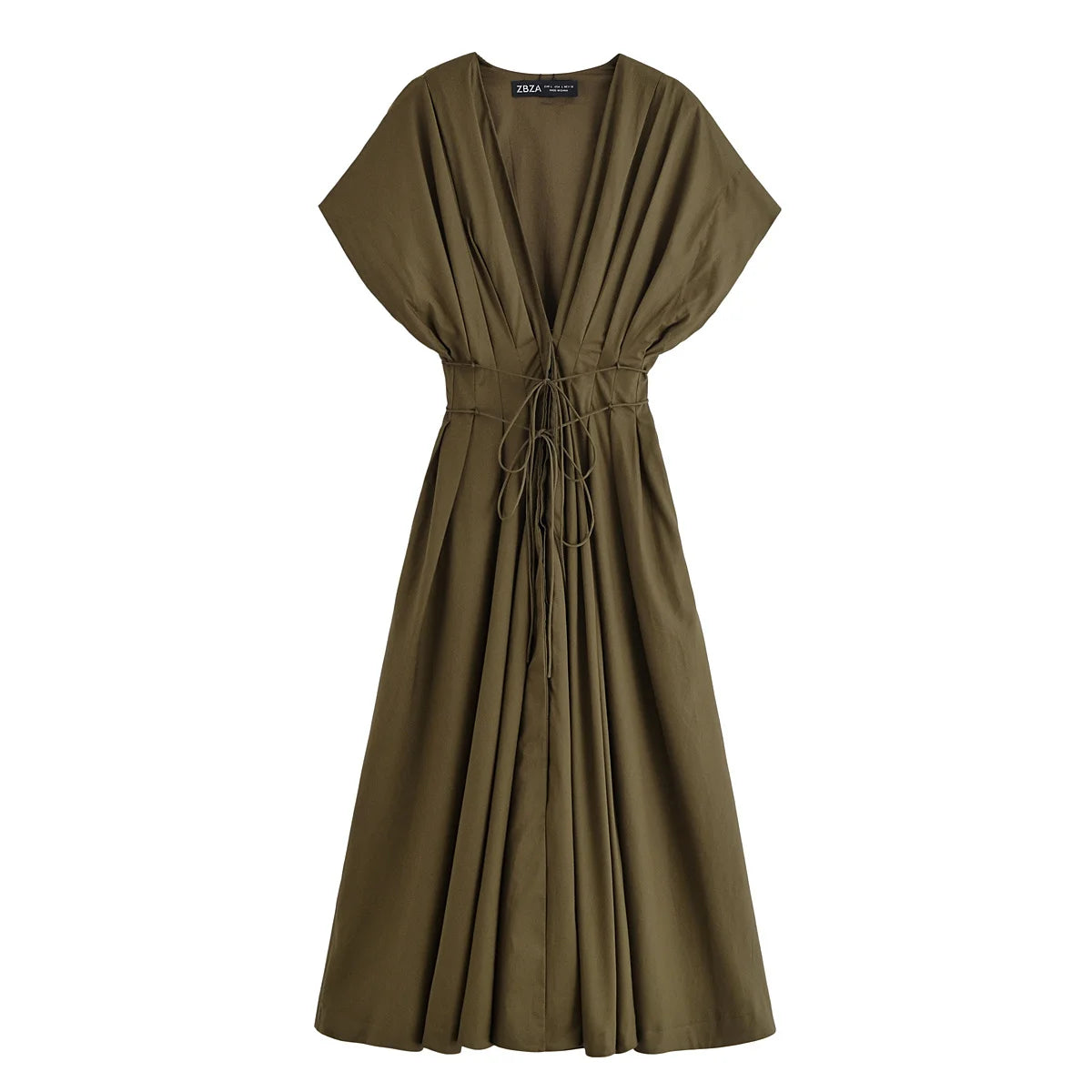 Robe midi plissée à col V