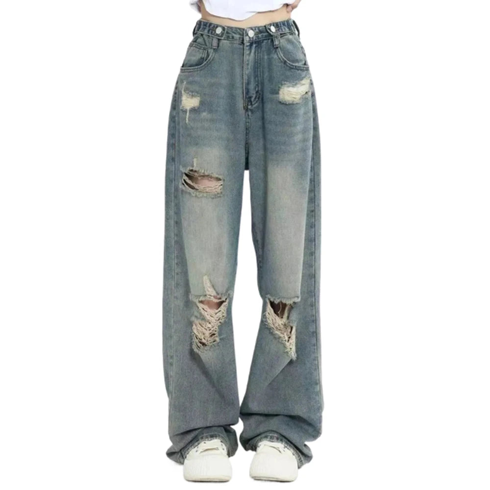 Jean large bleu déchiré