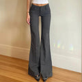 Pantalon évasé gris froncé