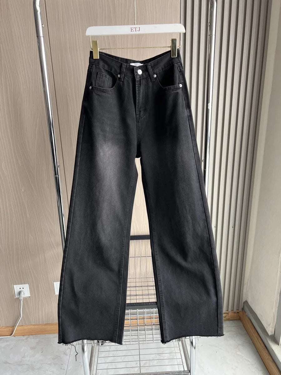 Jean large taille haute cinq poches