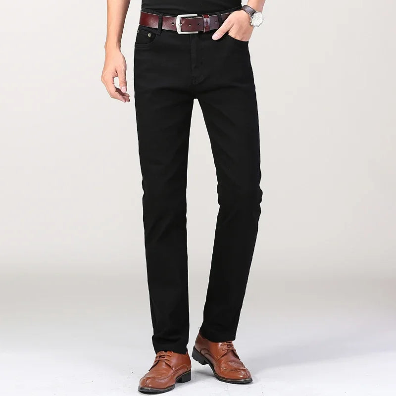 Jean droit extensible uni
