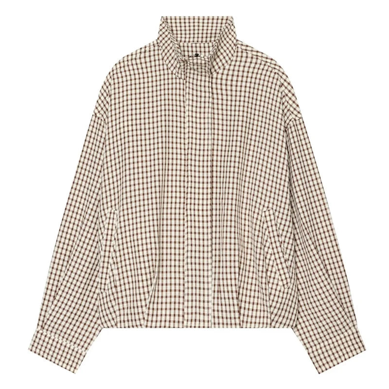 Veste bomber courte à carreaux