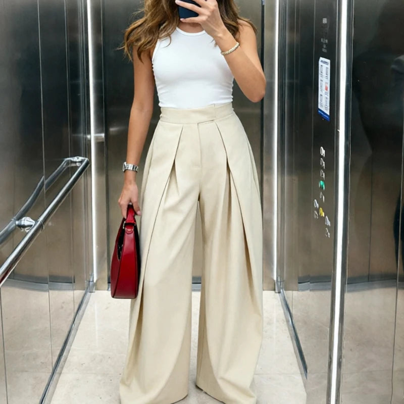 Pantalon large plissé