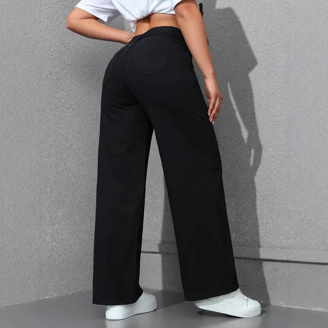 Jean large délavé taille haute