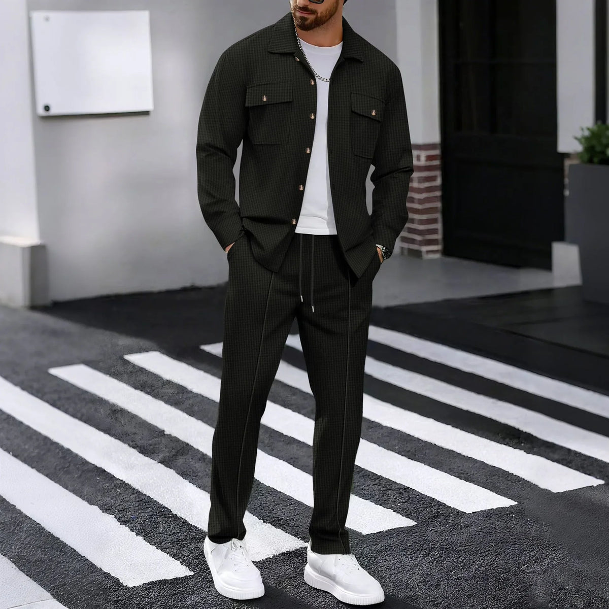 Ensemble gaufré chemise & pantalon