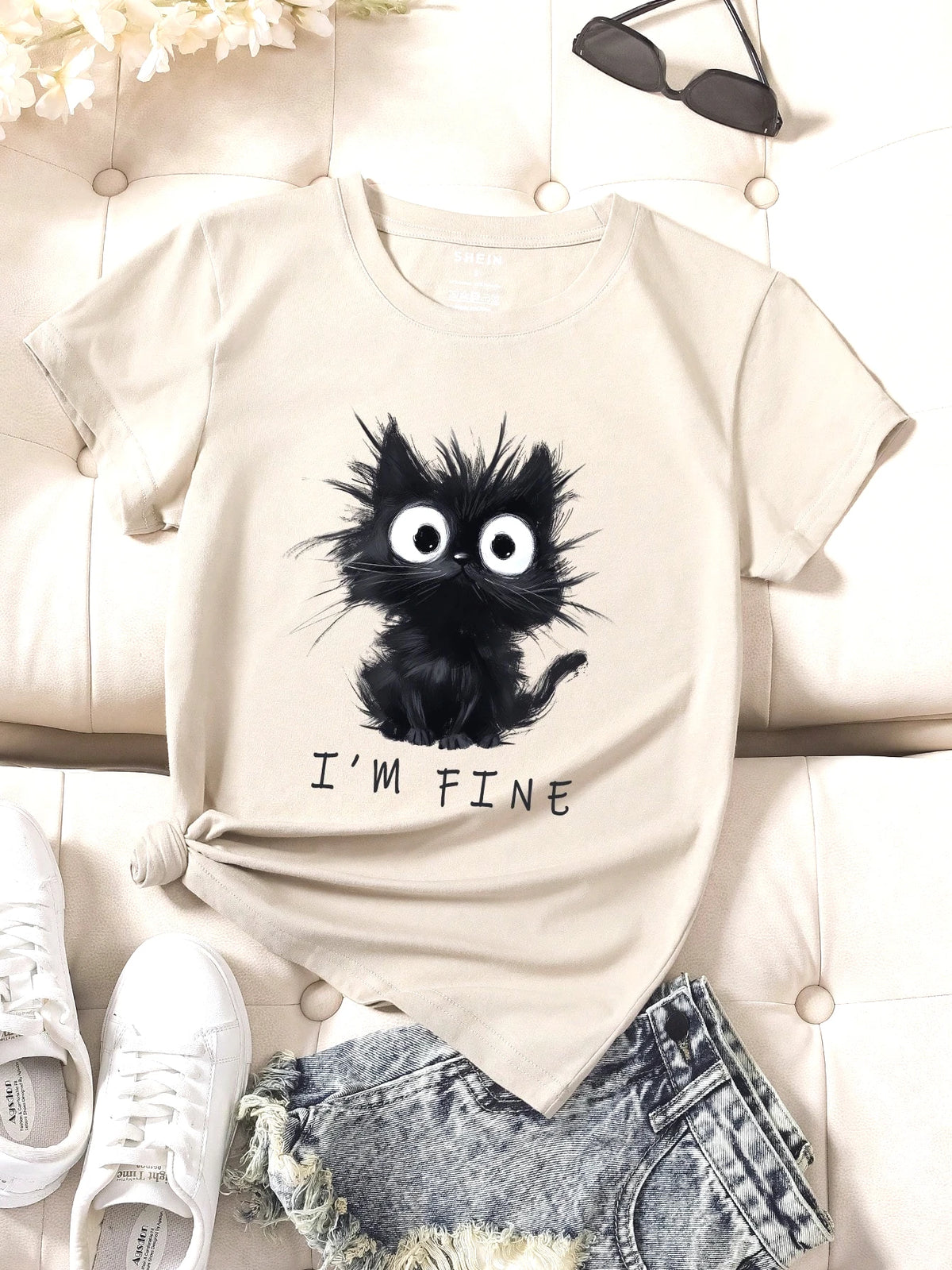 T-shirt imprimé chat « I’m Fine »