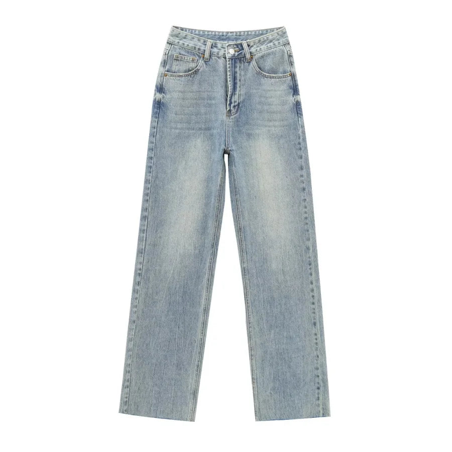 Jean large taille haute cinq poches
