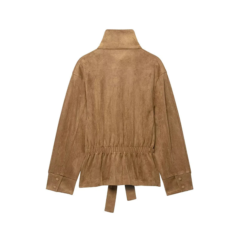 Veste col montant ceinturée