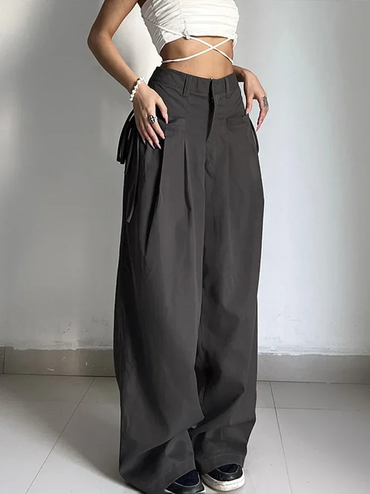 Pantalon large rétro plissé