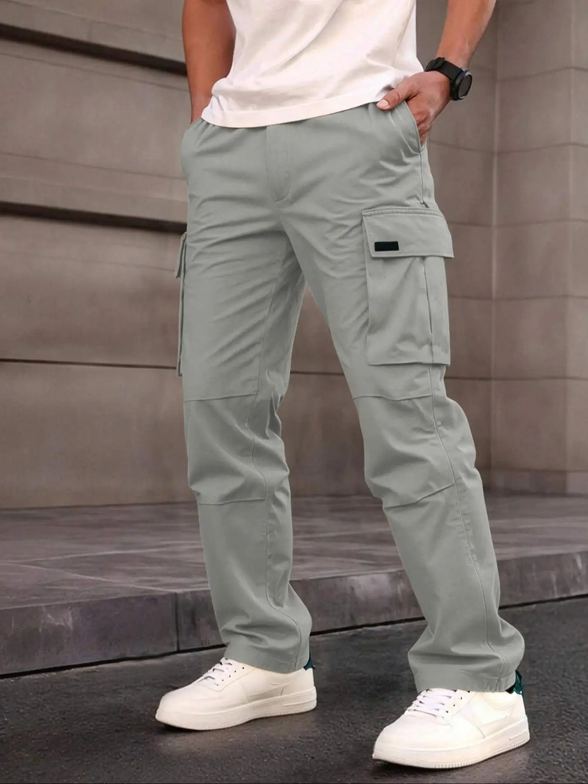Pantalon cargo droit à cordon