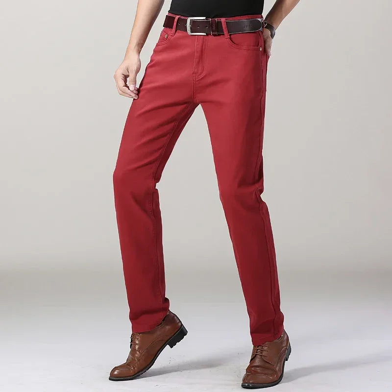Jean droit extensible uni