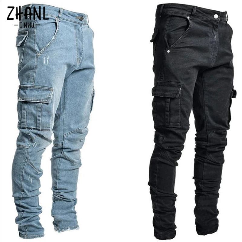 Jean cargo multipoches