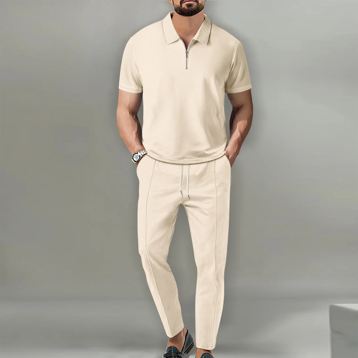 Ensemble polo zippé