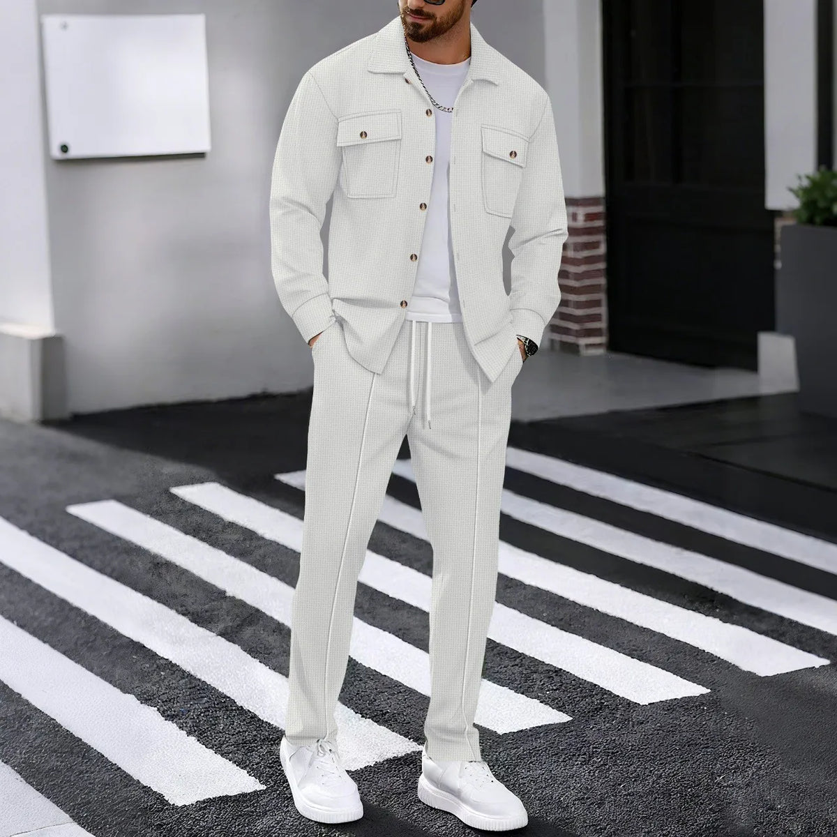 Ensemble gaufré chemise & pantalon