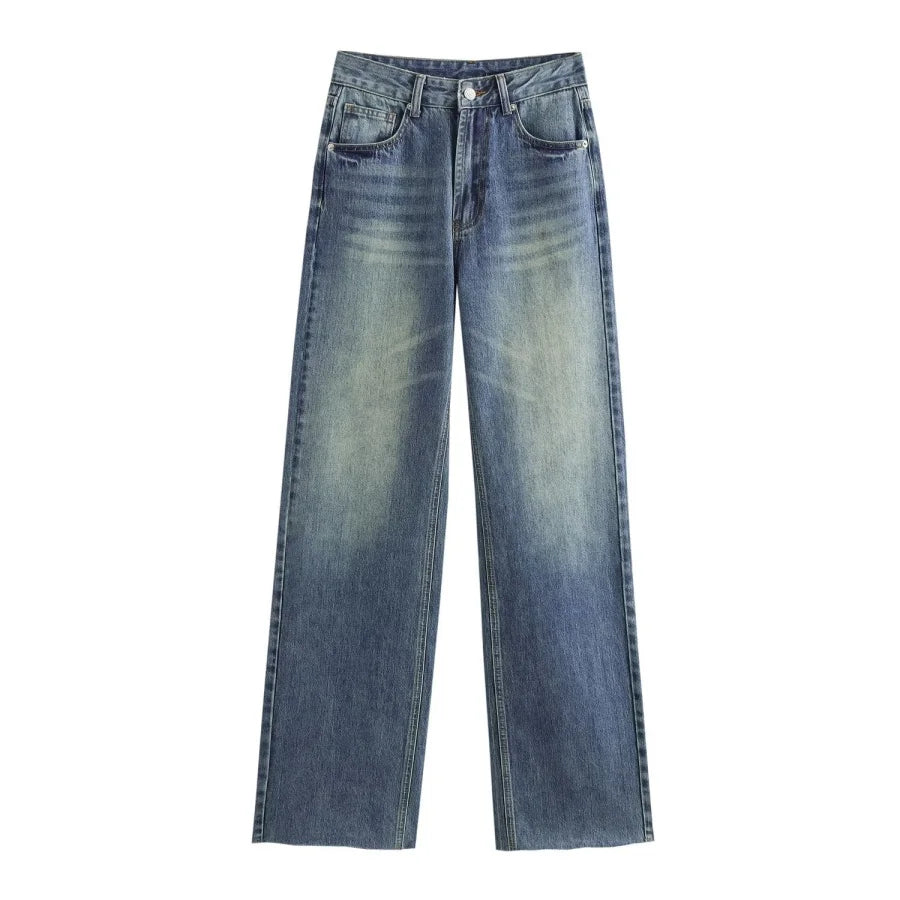 Jean large taille haute cinq poches
