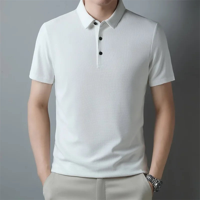 Polo uni en maille gaufrée