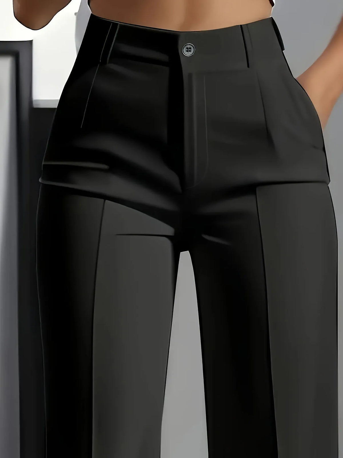 Pantalon droit fluide taille haute