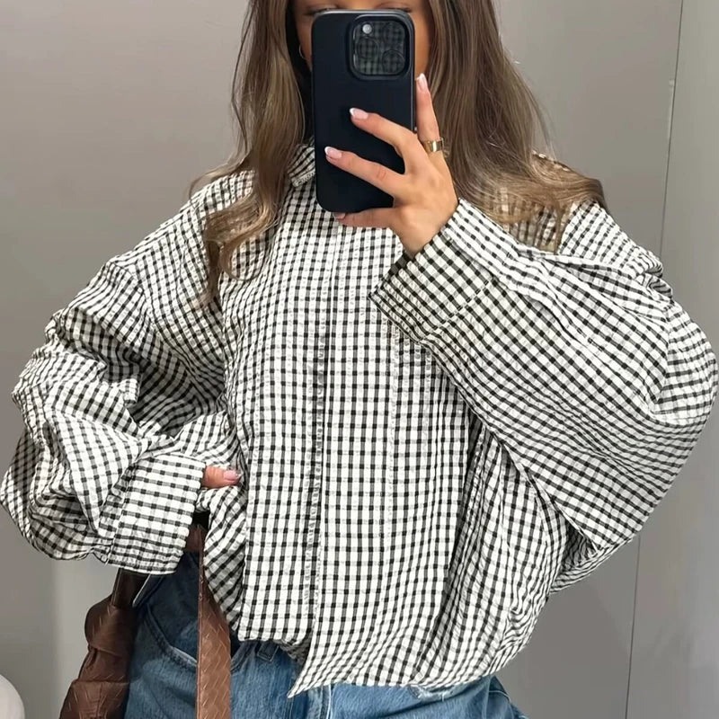 Veste bomber courte à carreaux