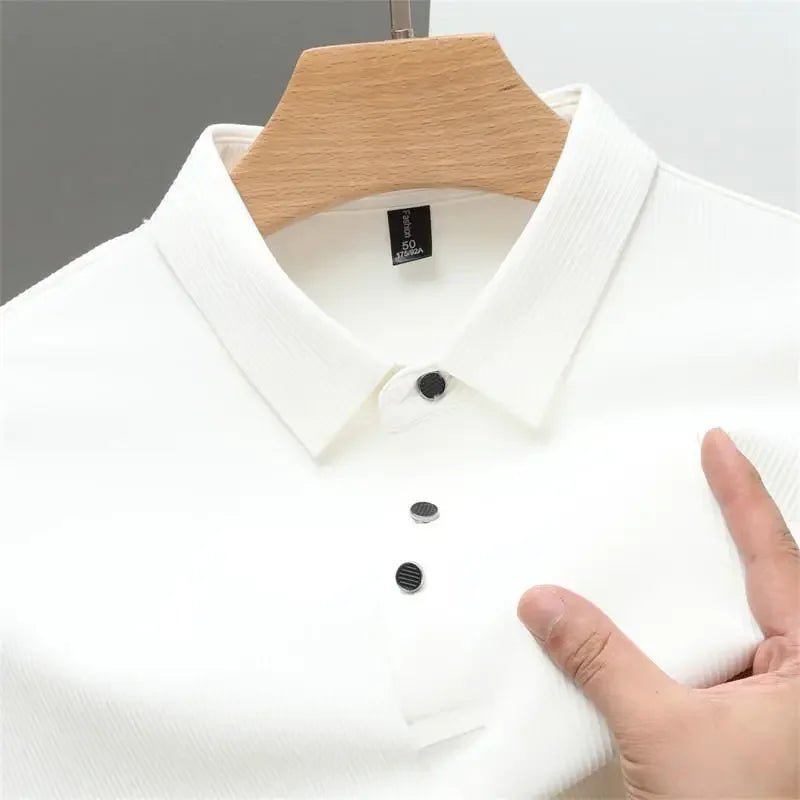 Polo uni en maille gaufrée