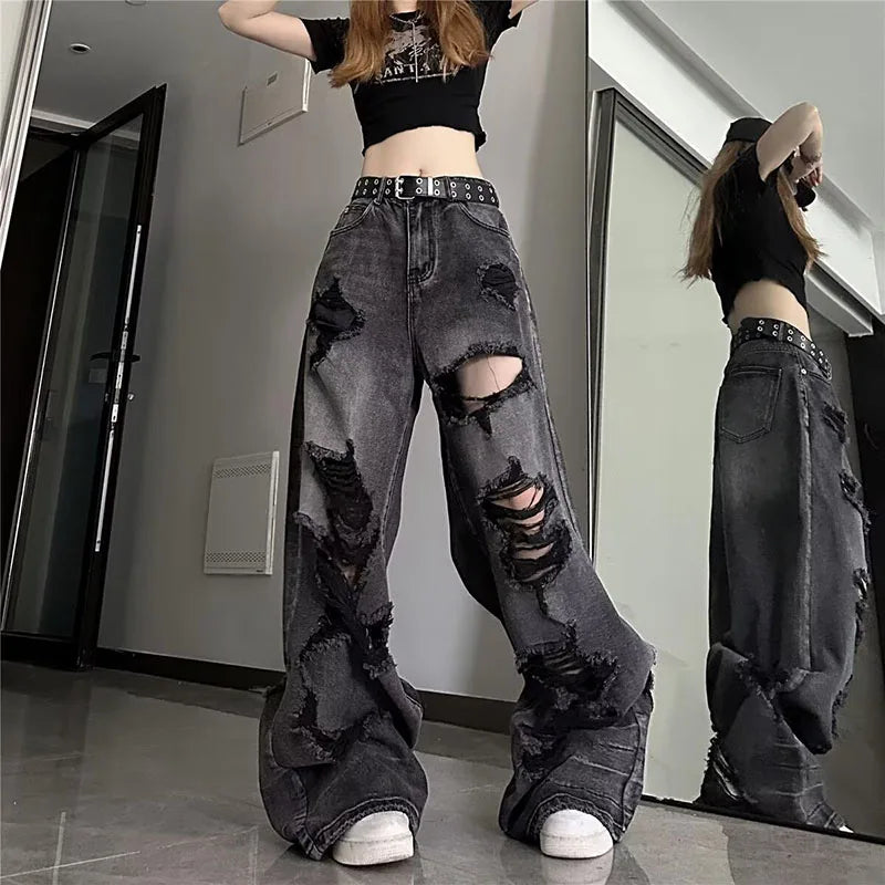 Jean baggy noir déchiré