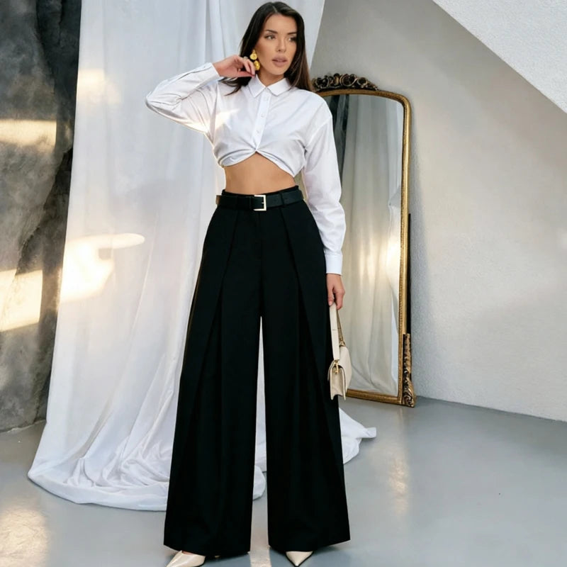 Pantalon large plissé