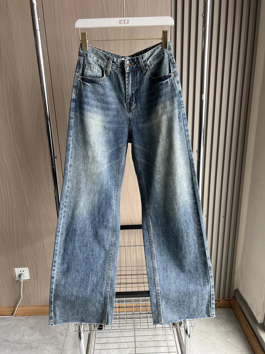 Jean large taille haute cinq poches