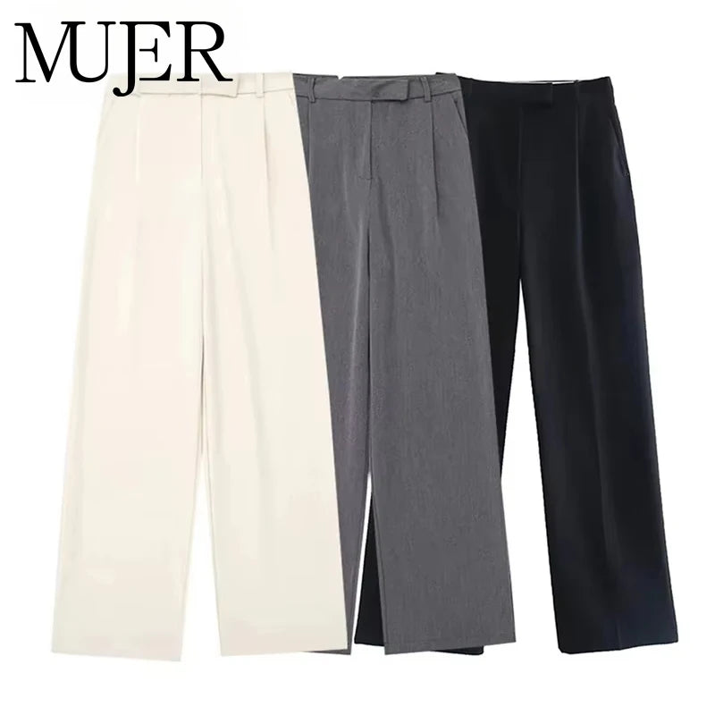Pantalon large taille haute