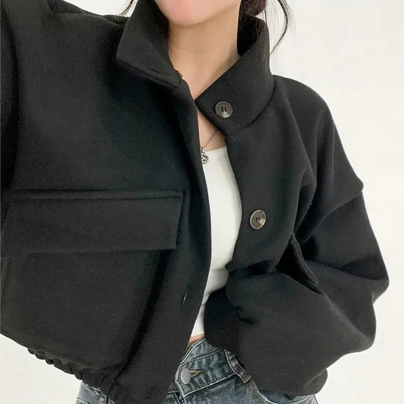 Veste courte à col rabattu