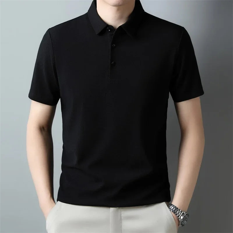 Polo uni en maille gaufrée