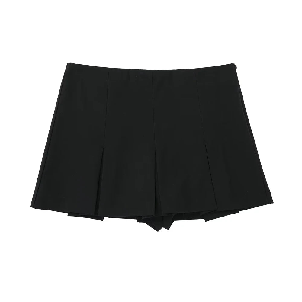 Jupe-short plissée taille haute