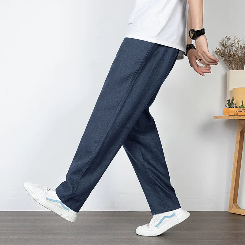 Pantalon droit ample en lin