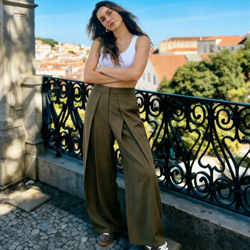 Pantalon large plissé