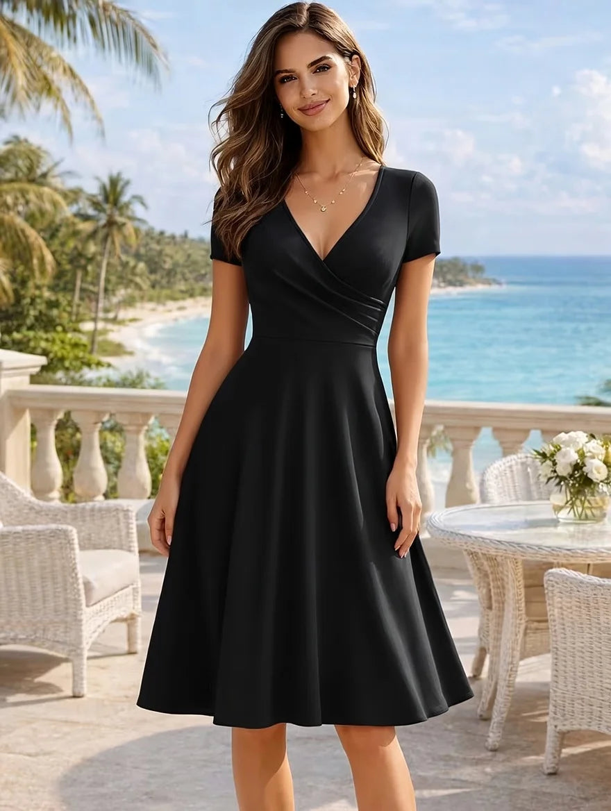 Robe évasée taille haute