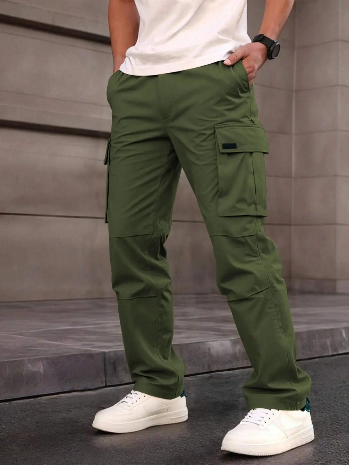 Pantalon cargo droit à cordon