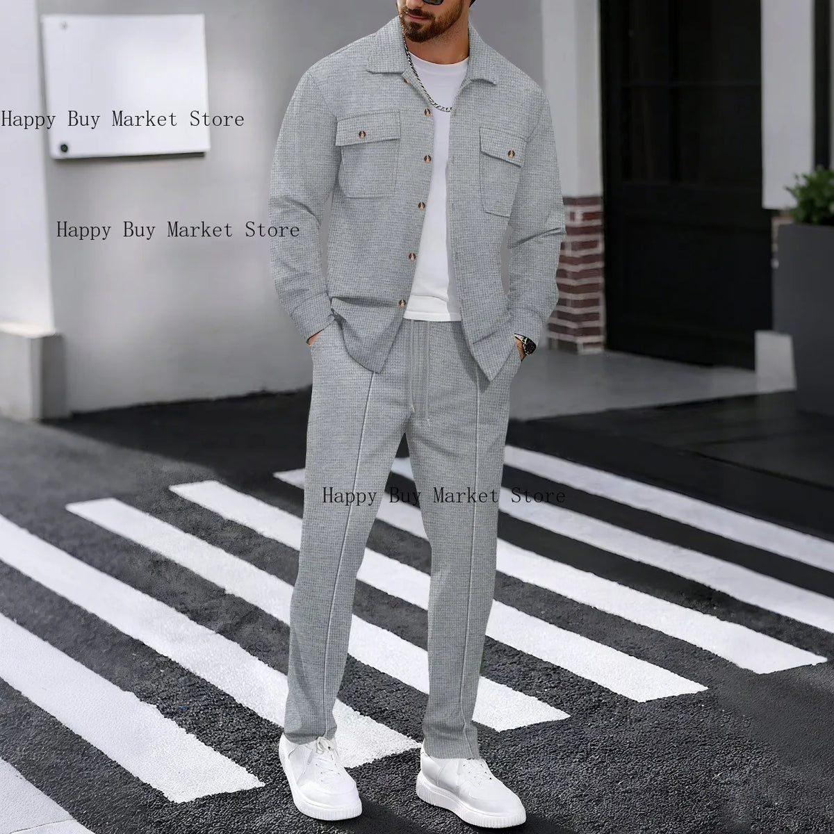 Ensemble gaufré chemise & pantalon