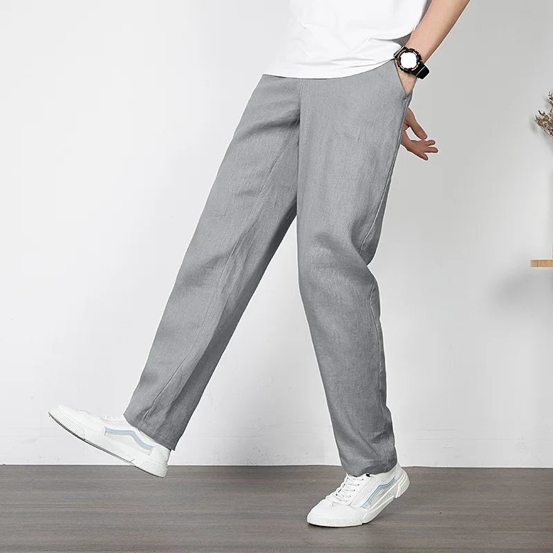 Pantalon droit ample en lin