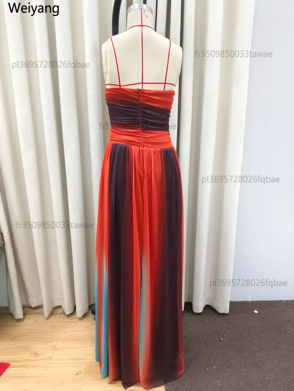 Robe longue dégradée épaules nues