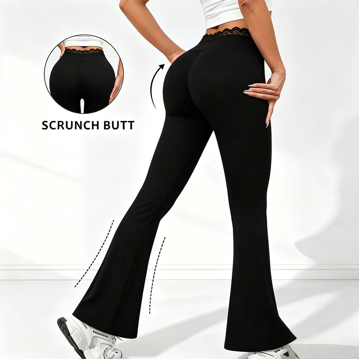 Pantalon évasé en dentelle
