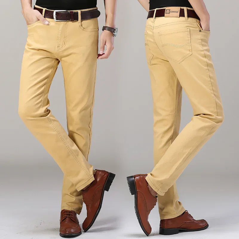 Jean droit extensible uni