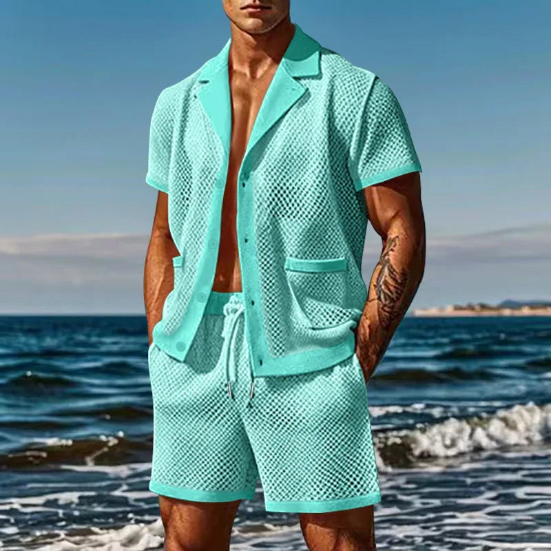 Ensemble chemise ajourée et short