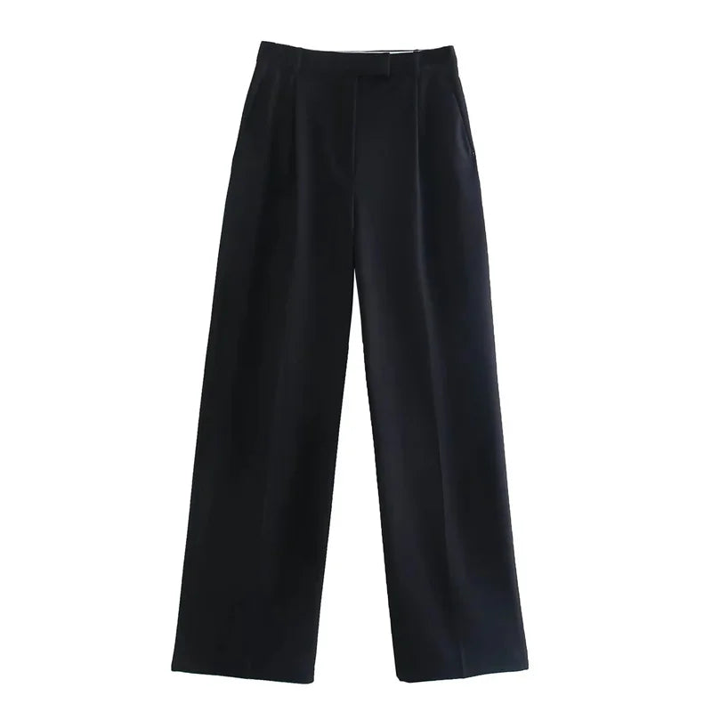 Pantalon large taille haute