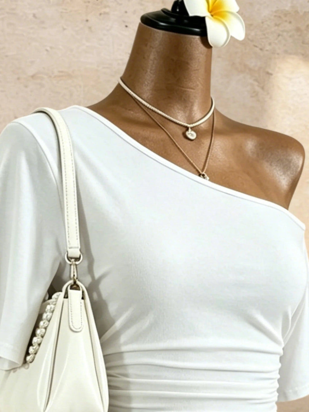 T-shirt asymétrique froncé