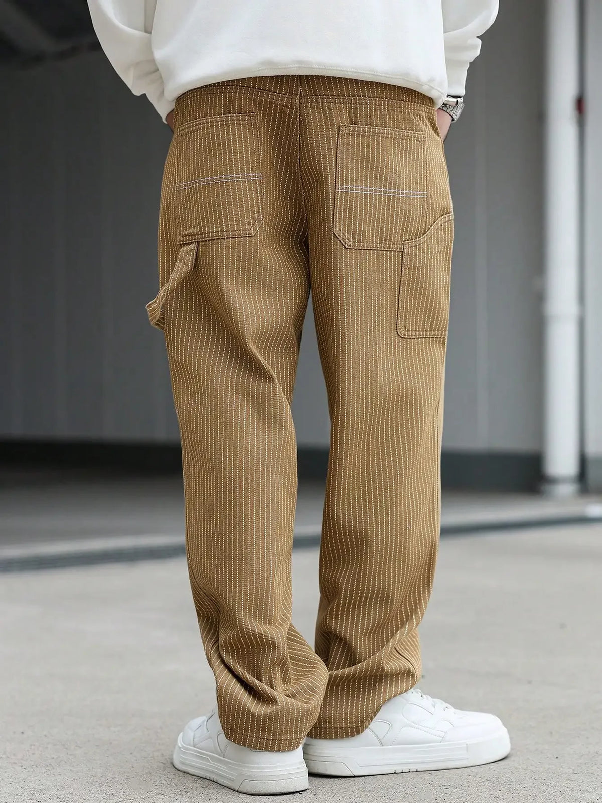 Pantalon cargo kaki rayé