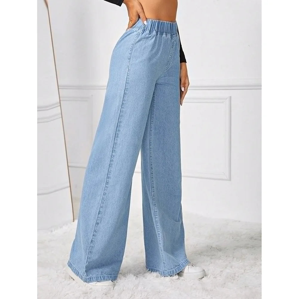 Jean large à taille élastique