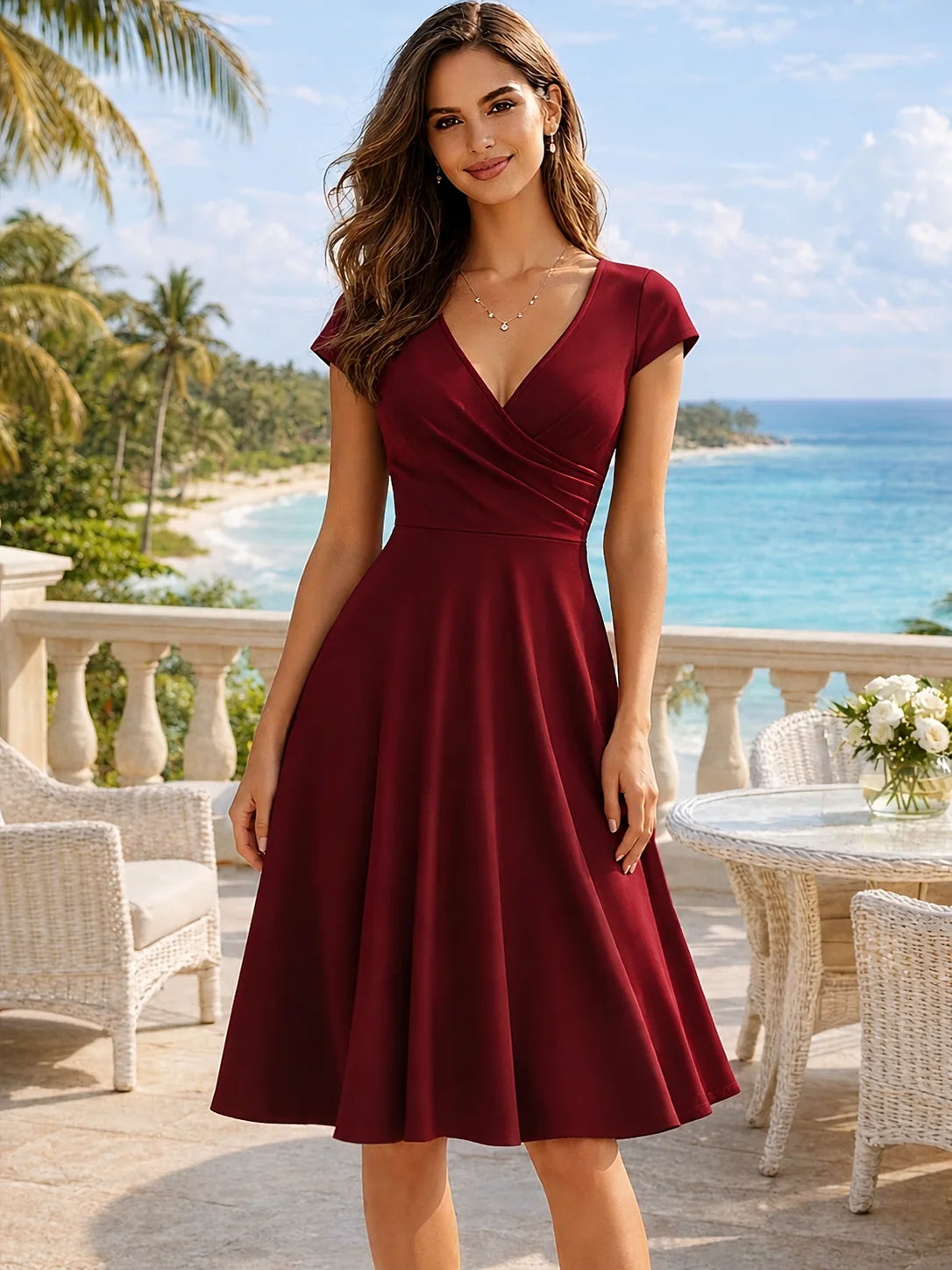 Robe évasée taille haute