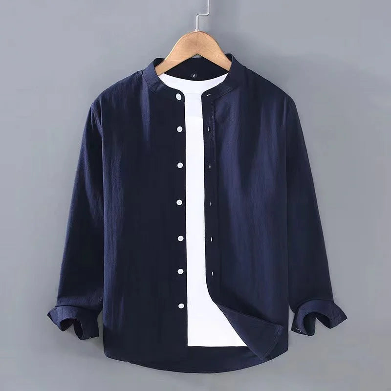 Chemise unie à col montant