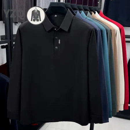Polo uni à manches longues