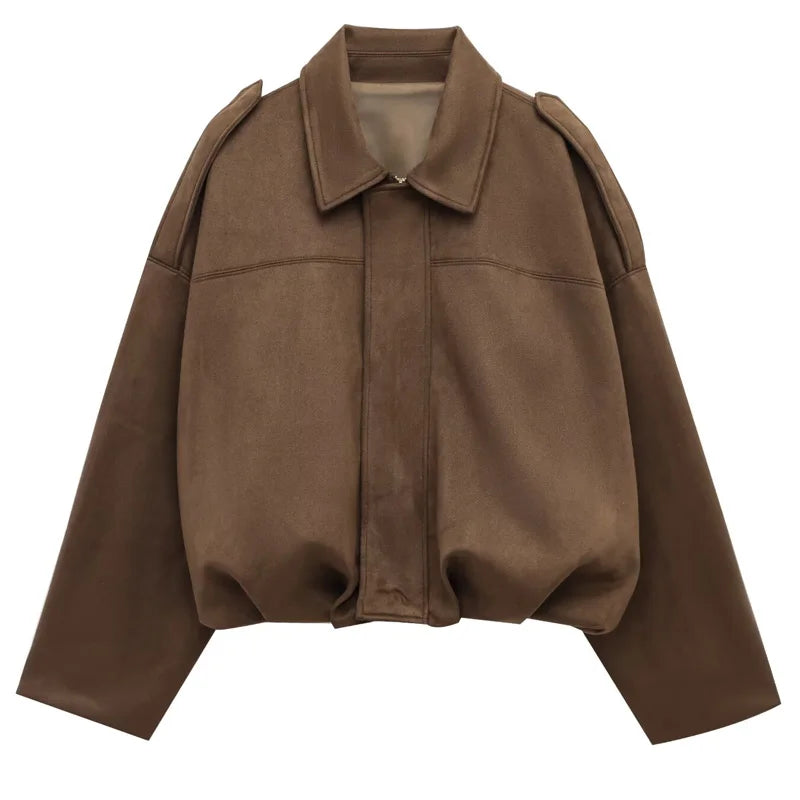 Veste bomber courte effet suédine
