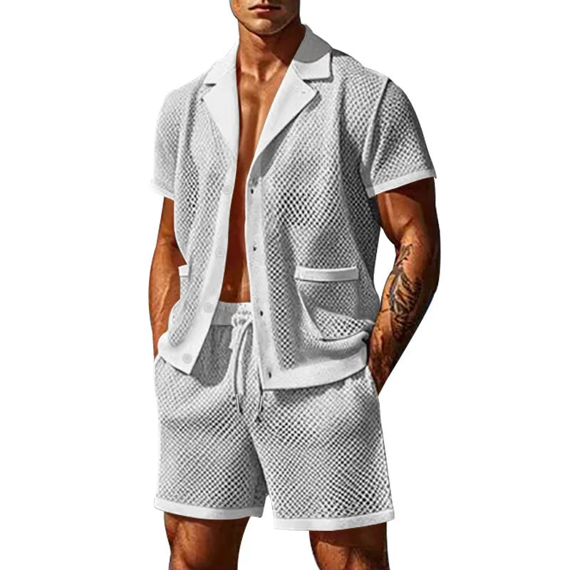 Ensemble chemise ajourée et short